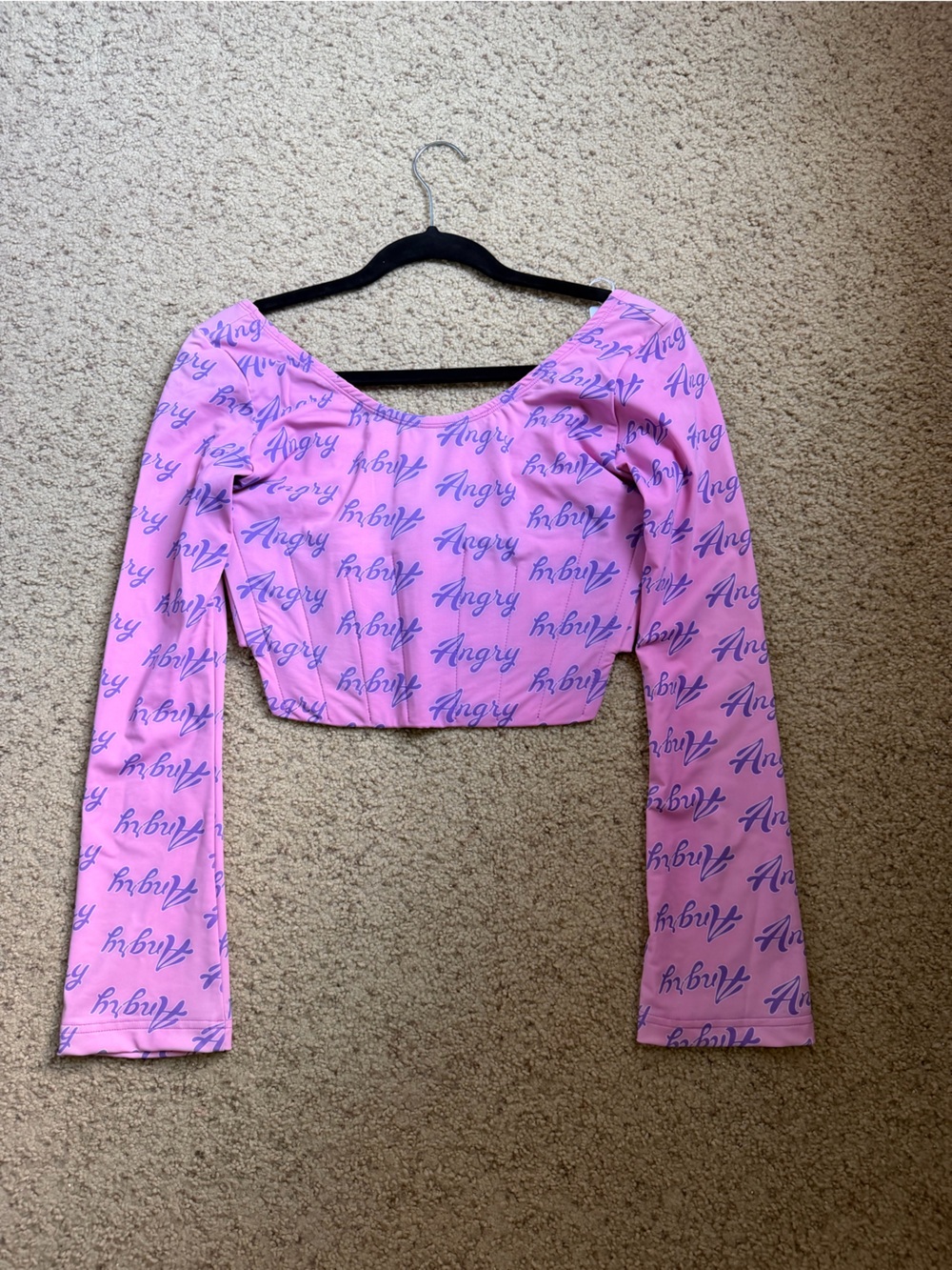 Natasha Zinko Pink corset with Navy 'Angry' Script